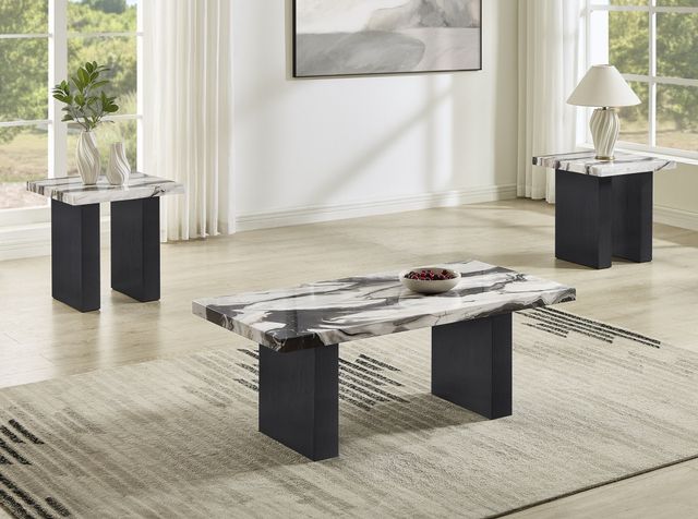 Crown Mark Vega 3-Piece Black/White Occasional Table Set-1