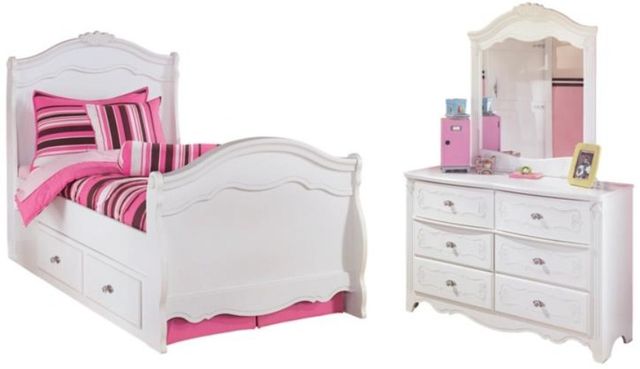 Signature Design by Ashley® Exquisite 3-Piece White Twin Sleigh Bed Set-0
