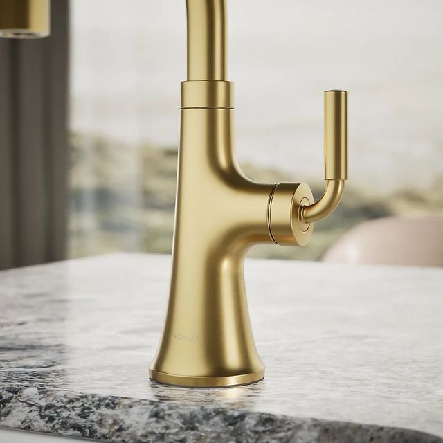 KOHLER® Tone® Matte Black with Brushed Moderne Brass Single-Handle Bar Sink Faucet-4