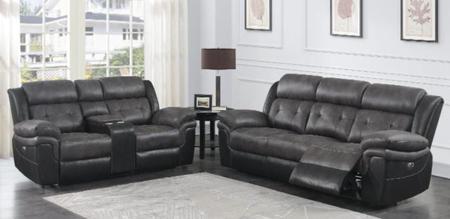 Coaster® Saybrook 2-Piece Black/Charcoal Tufted Cushion Power Living Room Set-0