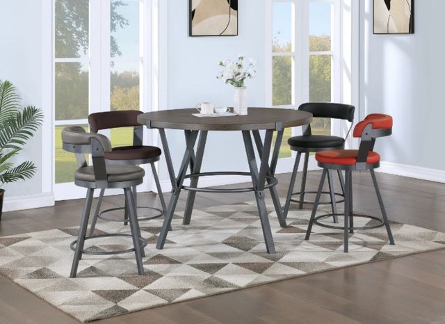 Homelegance® Tempa Brown 48" Round Counter Height Dining Table with Black Base-1