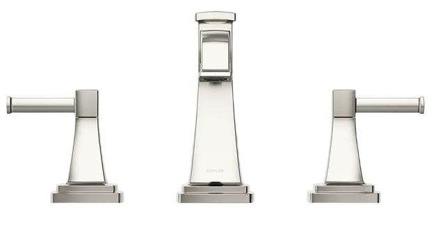 KOHLER® Riff® Vibrant Polished Nickel Widespread Bathroom Sink Faucet-1