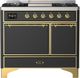 Ilve® Majestic III 40" Graphite Matte Pro Style Dual Fuel Liquid Propane Range with Solid Door and Brass Trim-0
