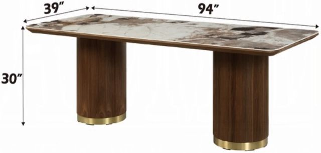 ACME Furniture Willene Gray/White Dining Table with Walnut Base-2