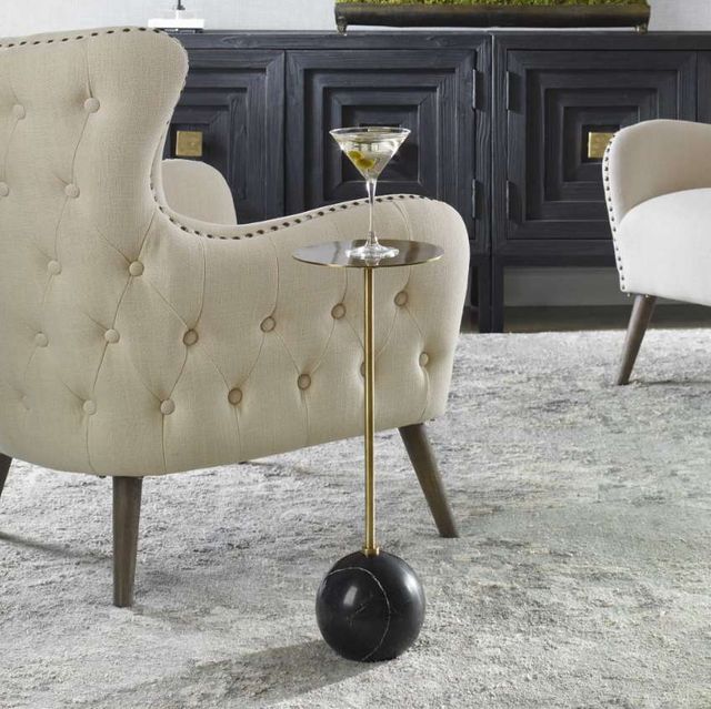 Uttermost® Gimlet Brass Drink Table with Black Base-1