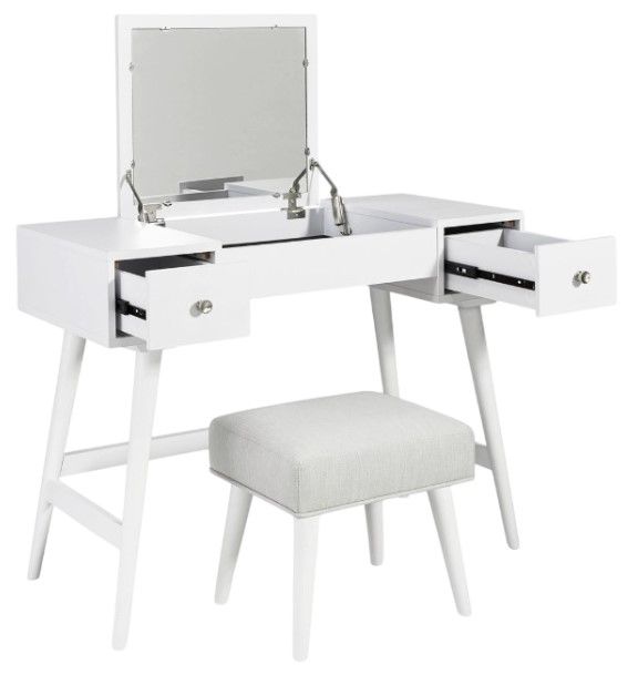 Signature Design by Ashley® Thadamere 2-Piece White Vanity with Stool Set-2