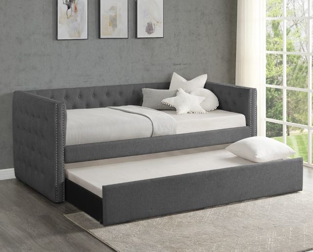 Crown Mark Trina Gunmetal Gray Upholstered Daybed-2