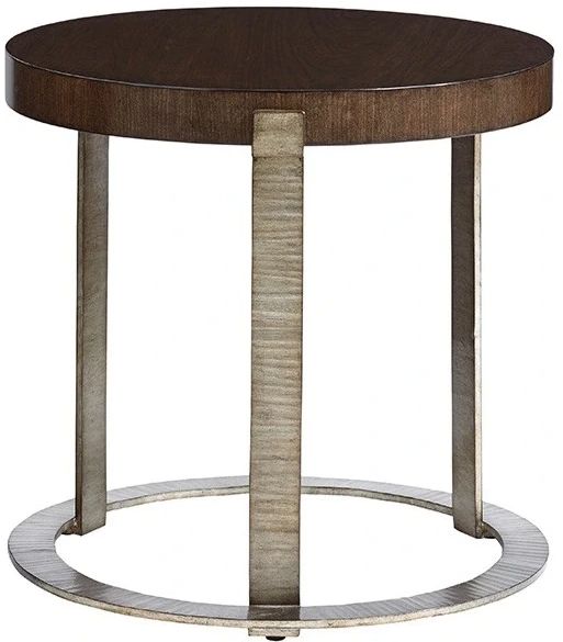 Lexington Home Laurel Canyon Wetherly Brown Top Accent Table with Silver Leaf Base-0