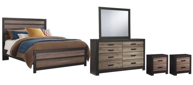 Signature Design by Ashley® Harlinton 5-Piece Warm Gray/Charcoal Queen Panel Bed Set-0