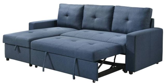 Mazin Furniture Faber 2-Piece Blue Sectional with Pull-Out Sleeper and Reversible Storage Chaise-3