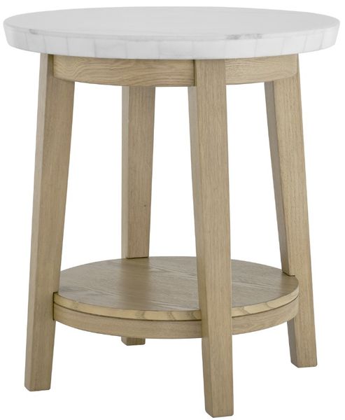 Steve Silver Co. Vida White Round End Table with Brown Base | Big Sandy ...