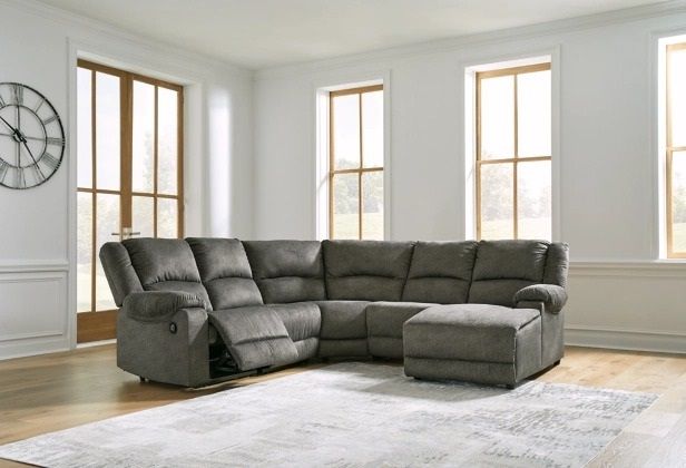 Signature Design by Ashley® Benlocke 5-Piece Flannel Reclining Right-Arm Facing Sectional and Chaise-1