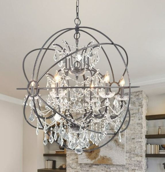 YHD Contessa Matte Black 7-Light Orb Chandelier-1