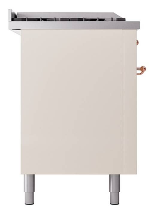 Ilve® Nostalgie II Noblesse 60'' Antique White Pro Style Dual Fuel Range with Copper Trim-2