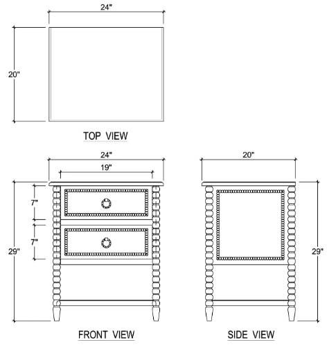 Bramble Customizable Cholet 2-Drawer Bedside Table-2