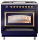Ilve® Nostalgie II Noblesse 36'' Midnight Blue Pro Style Dual Fuel Range with Brass Trim-3