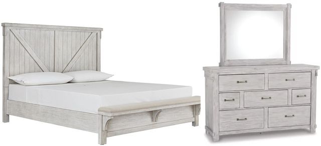 Signature Design by Ashley® Brashland 3-Piece White California King Panel Bed Set-0