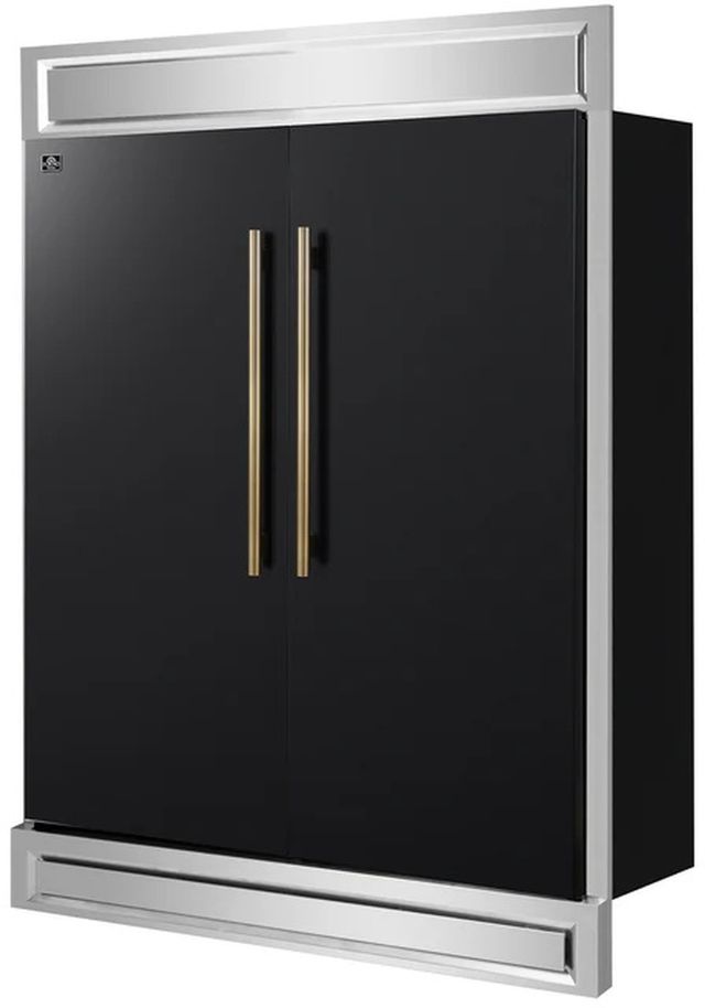 FORNO® Maderno Series Alta Qualita 60" 27.2 Cu. Ft. Antique Brass/Black Built In Convertible Side-by-Side Refrigerator/Freezer-2