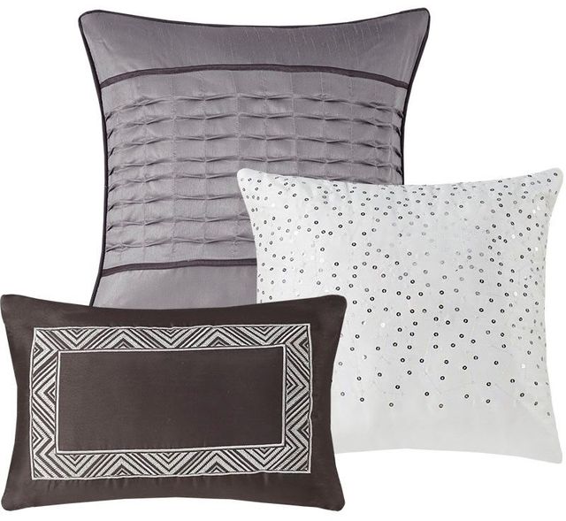 Olliix by Madison Park Rhapsody 6 Piece Grey/Taupe King/California King Reversible Jacquard Coverlet Set-1