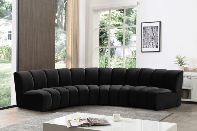 Meridian Furniture Infinity 4-Piece Black Velvet Modular Sectional-1