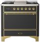 Ilve® Majestic III 36" Graphite Matte Pro Style Dual Fuel Natural Gas Range with Solid Door and Brass Trim-0