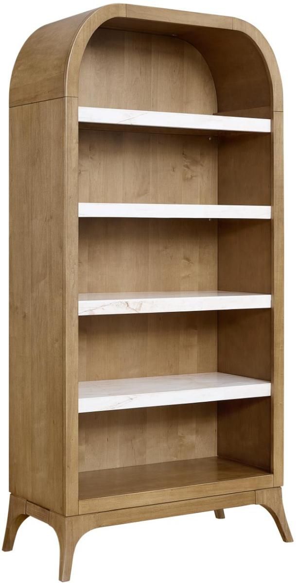 Bernards Tapestry Beige Marble Shelf Bookcase-3
