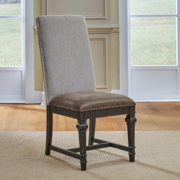 Liberty Furniture Paradise Valley Flax Tweed/Saddle Brown/Tobacco Upholstered Side Chair-1
