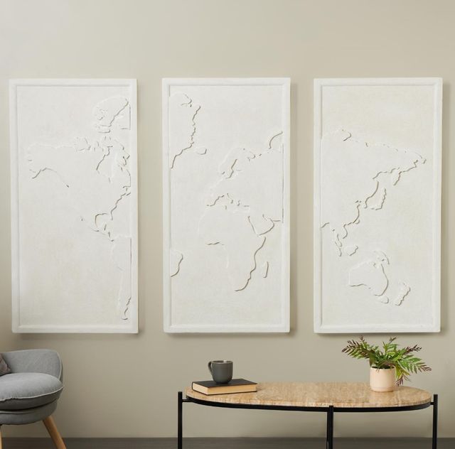 Deco Marche 3-Piece White World Map 3D Wall Decor Set-3