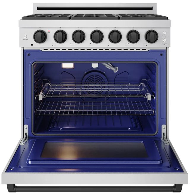 Thor Kitchen Gordon Ramsay Collection 36" Stainless Steel Pro Style Liquid Propane Range with Precision Knob Control and Black Trim-1