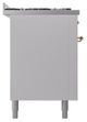Ilve® Nostalgie II Noblesse 60'' White Pro Style Dual Fuel Range with Brass Trim-2