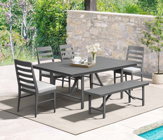 Intercon Navarro 5-Piece Mocha Aluminum/Fabric Outdoor Dining Table Set with Chairs-1
