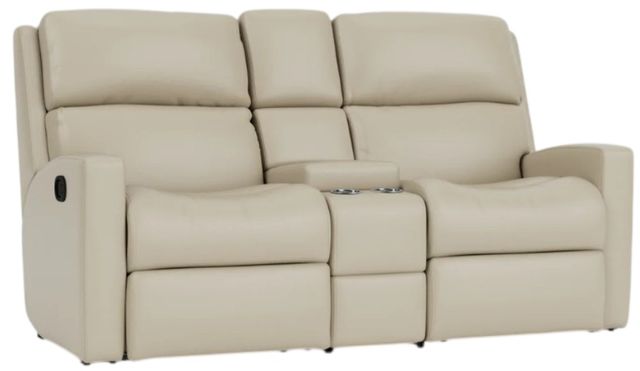 Flexsteel® Customizable Catalina Leather Manual Reclining Loveseat with Console-1