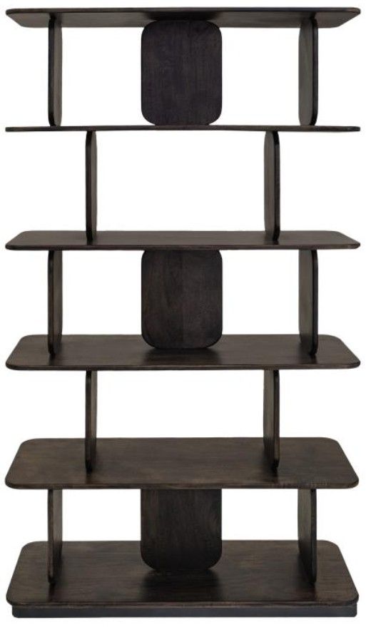 International Furniture Direct Mezquite Oil Black/Stained Dark Bookcase-3