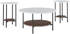 Signature Design by Ashley® Wrenwich 3-Piece Brown/White Occasional Table Set with Black Base