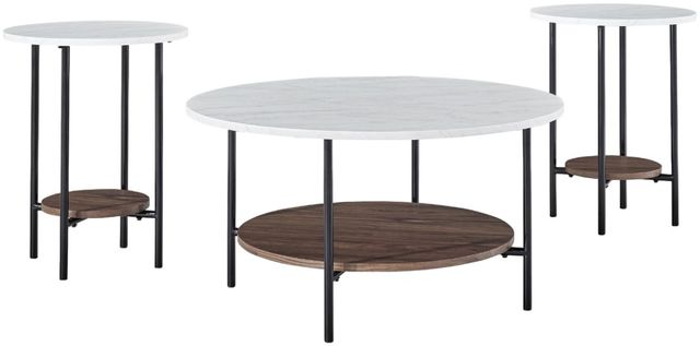 Signature Design by Ashley® Wrenwich 3-Piece Brown/White Occasional Table with Black Base Set-0