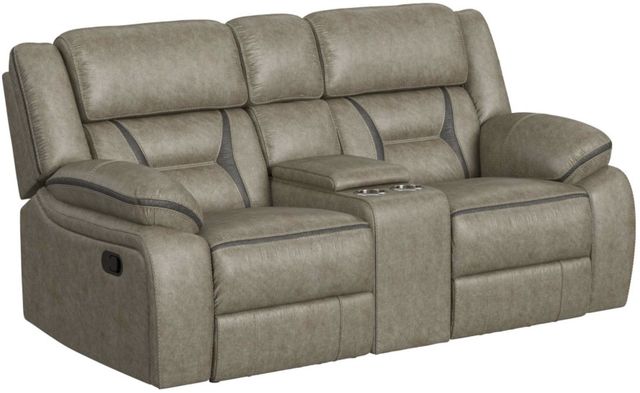 Elements International Engage Corral Gray Manual Reclining Loveseat with Console-0