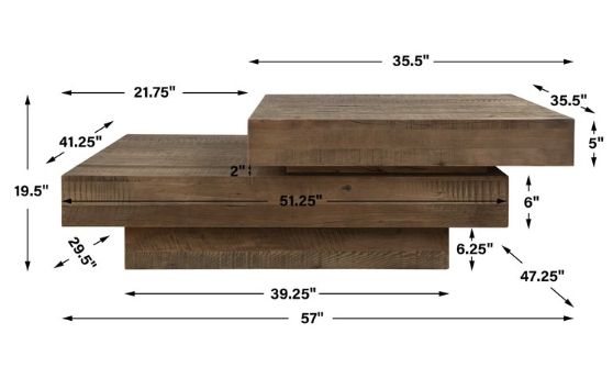 Uttermost® Rustic Planes Brown Coffee Table-2