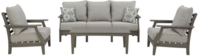 Signature Design by Ashley® Visola 4-Piece Gray Outdoor Conversation Set-0