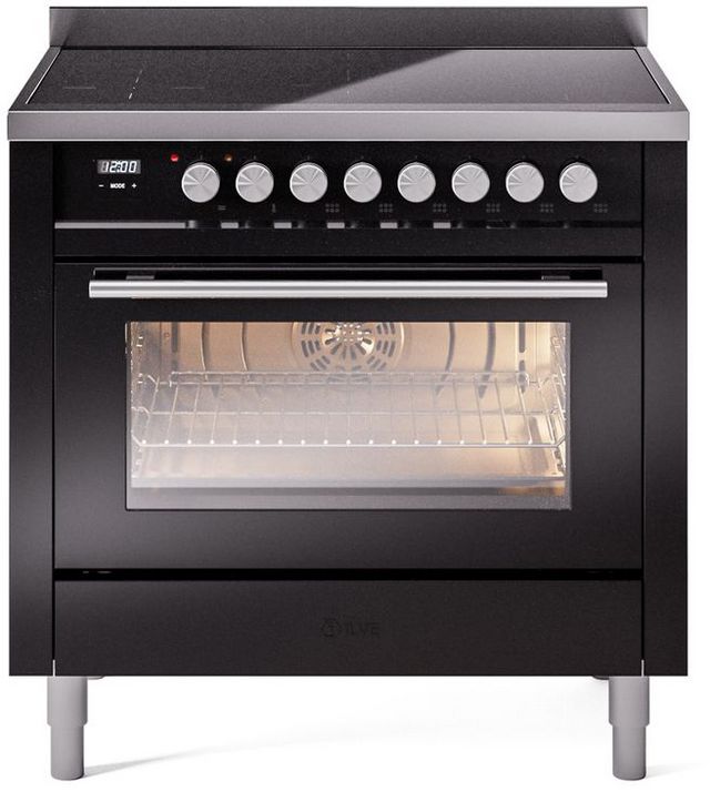 Ilve® Professional Plus II 36" Glossy Black Pro Style Induction Range