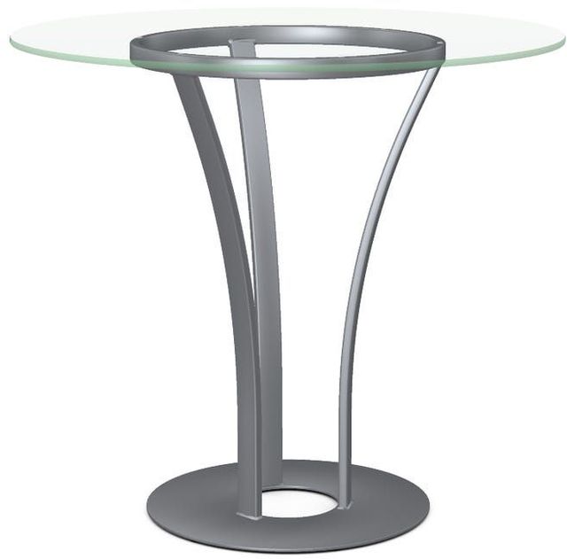 Amisco Customizable Dalia Clear Glass Counter Pub Table with Metal Turnip Base