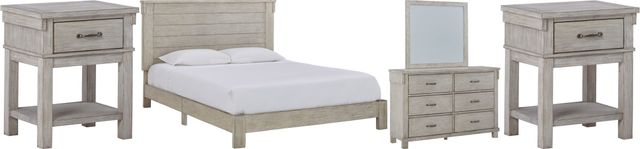 Signature Design by Ashley® Hollentown 5-Piece Whitewash King Panel Bed Set-0