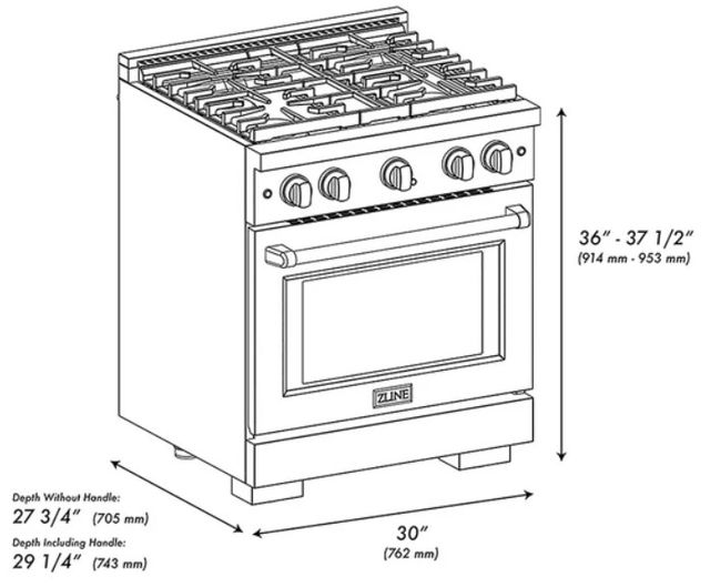 ZLINE Autograph Edition Paramount 30" 4.2 Cu. Ft. Satin Stainless Steel Gas Range with 4 Burner DuoPro™ Cooktop and Convection Gas Oven with Matte Black Accents-2