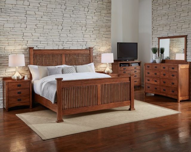 A-America® Mission Hill Bedroom Harvest Queen Slat Bed-1