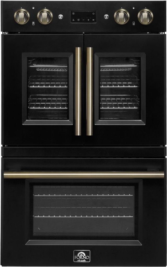 FORNO® Asti Alta Qualitia 30" Black Double Electric Wall Oven-0