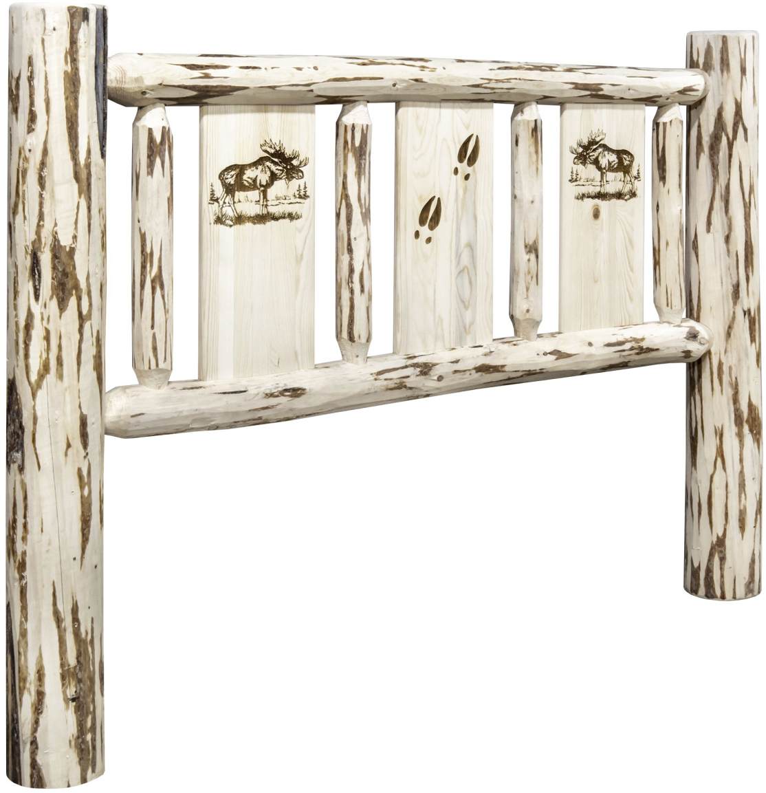 Montana Woodworks® Montana Collection Clear Lacquer California King Headboard with Laser Engraved Moose Design