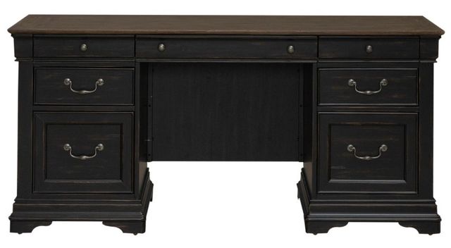 Liberty Furniture Meritage Aged Charcoal/Caramel Junior Executive Credenza-2