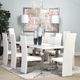 Michael Amini® State St. Glossy White Dining Table with Stainless Steel Base-1