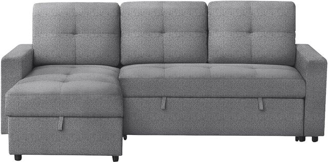 Monarch Specialties Inc. Lumos-13 Dark Grey Sleeper Sofa Storage Lounger and Reversible Chaise-3