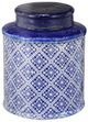 A & B Home Camille Blue/White Lidded Jar-1