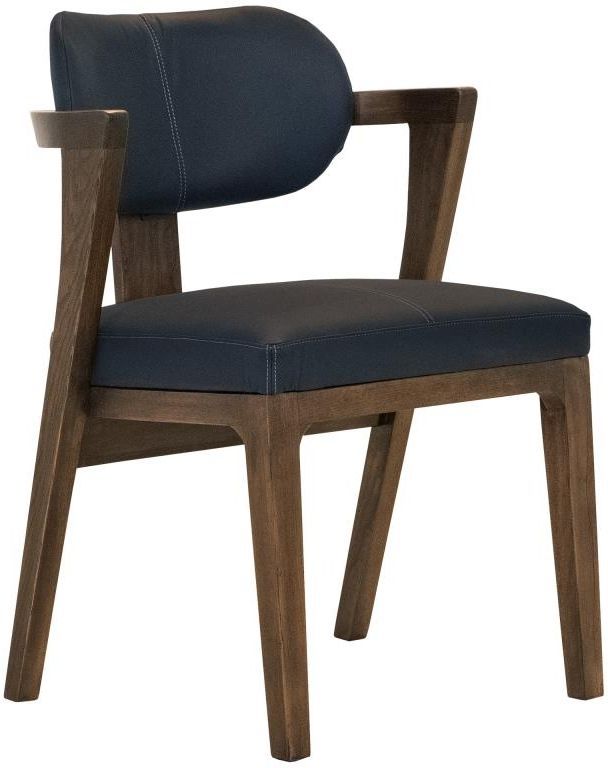 International Furniture Direct Zaphiro Blue/Brown Leather Dining Arm Chair-0